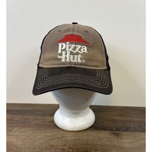 Vintage Pizza Hut Employee Trucker Hat Mesh Back Black Red Logo Cap Uniform